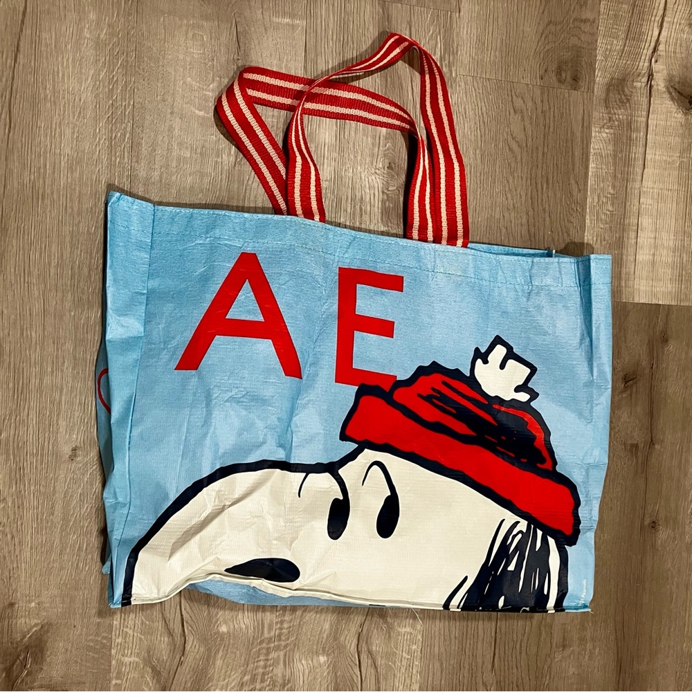 AE American Eagle Peanuts Snoopy Holiday Reusable Tote Bag